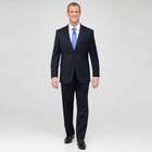 Navy Single Pleat Wool Suit, , small