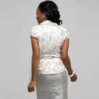 Short Sleeve Wrap Blouse with Tie Front, , small