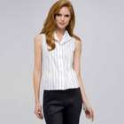 No-Iron Easy Care Double Strip Sleeveless Blouse, , small