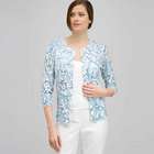 3/4 Sleeve Button Front Crew Neck Cardigan., , small